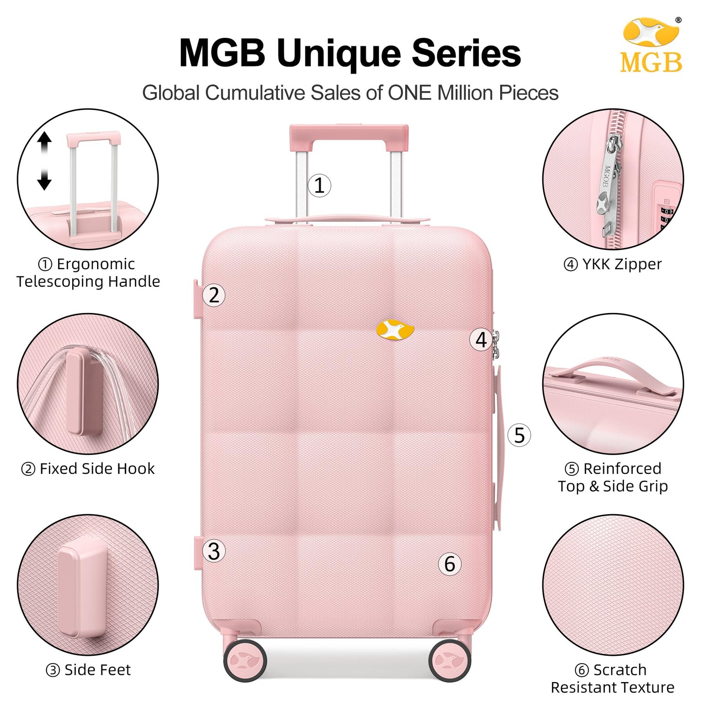 Pink Medium Suitcase – Lightweight Hard Shell Check In Travel Luggage | CloudLite | 66cm