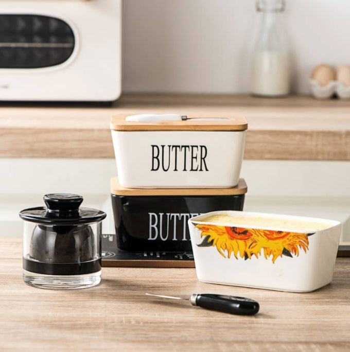 Ceramic Butter Dish Fridge Butter Holder with Lid and Spatula