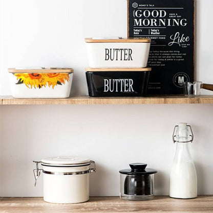 Ceramic Butter Dish Fridge Butter Holder with Lid and Spatula