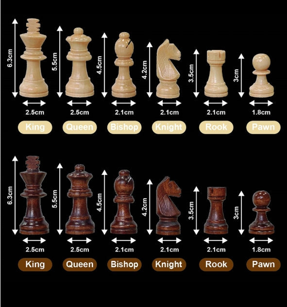 Wooden Tabletop Chess Set with Built-in Storage Drawers