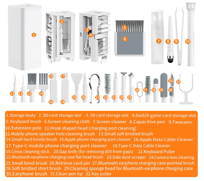32-in-1 Multi-Functional Electronics Cleaning Brush Tool