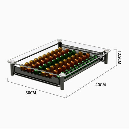 Crystal Tempered Glass Coffee Pod Storage Drawer Compatible with Nespresso