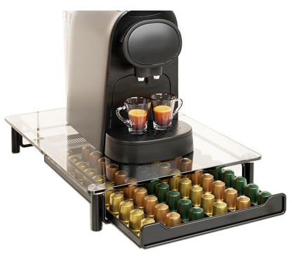 Crystal Tempered Glass Coffee Pod Storage Drawer Compatible with Nespresso