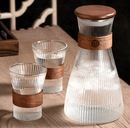 Water Carafe Set, Glass Jug Set, Water Carafe 1.5 L with 2 Glasses 330 ml
