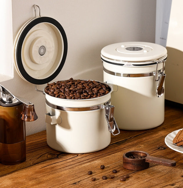 Airtight Coffee Containers for Grounds and Beans w/ Date Tracker with 1/8 Spoon