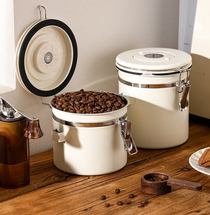 Airtight Coffee Containers for Grounds and Beans w/ Date Tracker with 1/8 Spoon