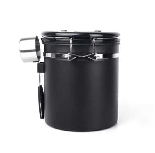 Airtight Coffee Containers for Grounds and Beans w/ Date Tracker with 1/8 Spoon