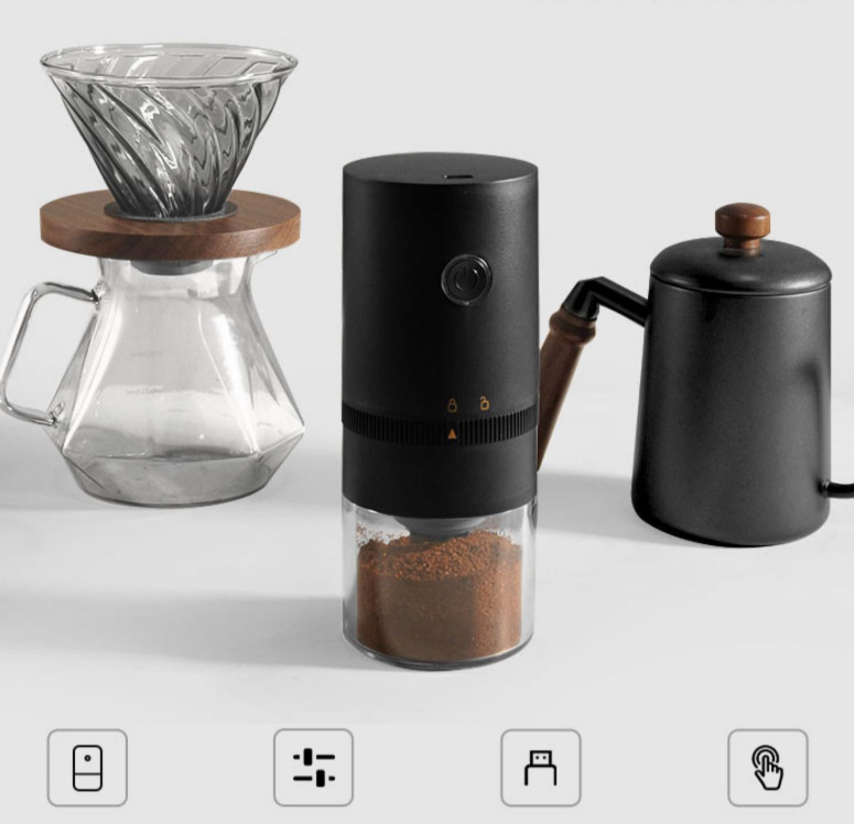 Portable Electric Coffee Grinder with Ceramic Burr 38 Adjustable Grind Settings USB-C Rechargeable