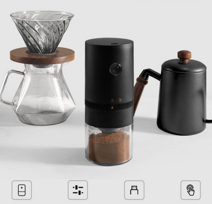 Portable Electric Coffee Grinder with Ceramic Burr 38 Adjustable Grind Settings USB-C Rechargeable