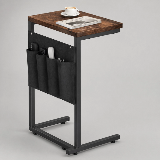 C Shaped End Table, Small Side Table for Couch and Recliner