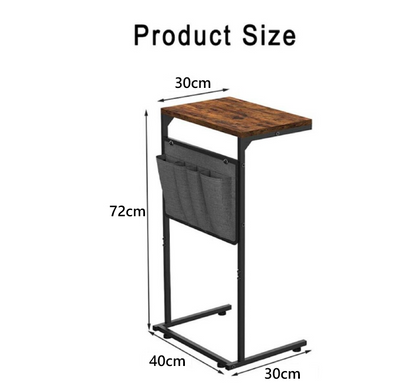 C Shaped End Table, Small Side Table for Couch and Recliner