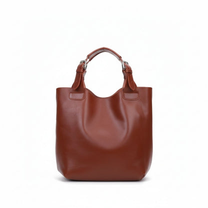 Comfy Chic Coffee Brown Leather Tote Bag