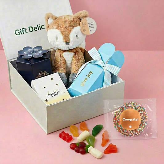 Congratulations Plush Fox Treat Gift Box