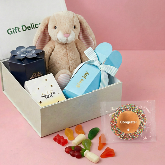 Congratulations Plush Bunny Treat Gift Box