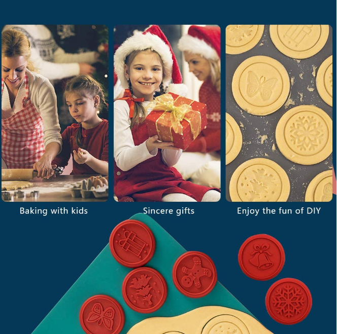Christmas Cookie Stamps for baking, Cookie Stamps with 6 Stamps