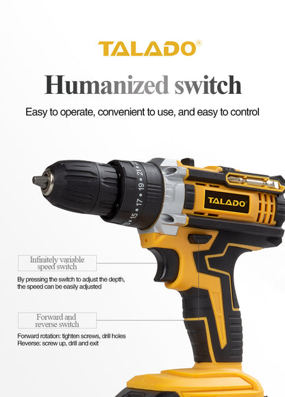 Cordless Impact Electric Drill Driver with Battery