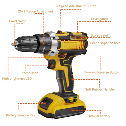 Cordless Impact Electric Drill Driver with Battery
