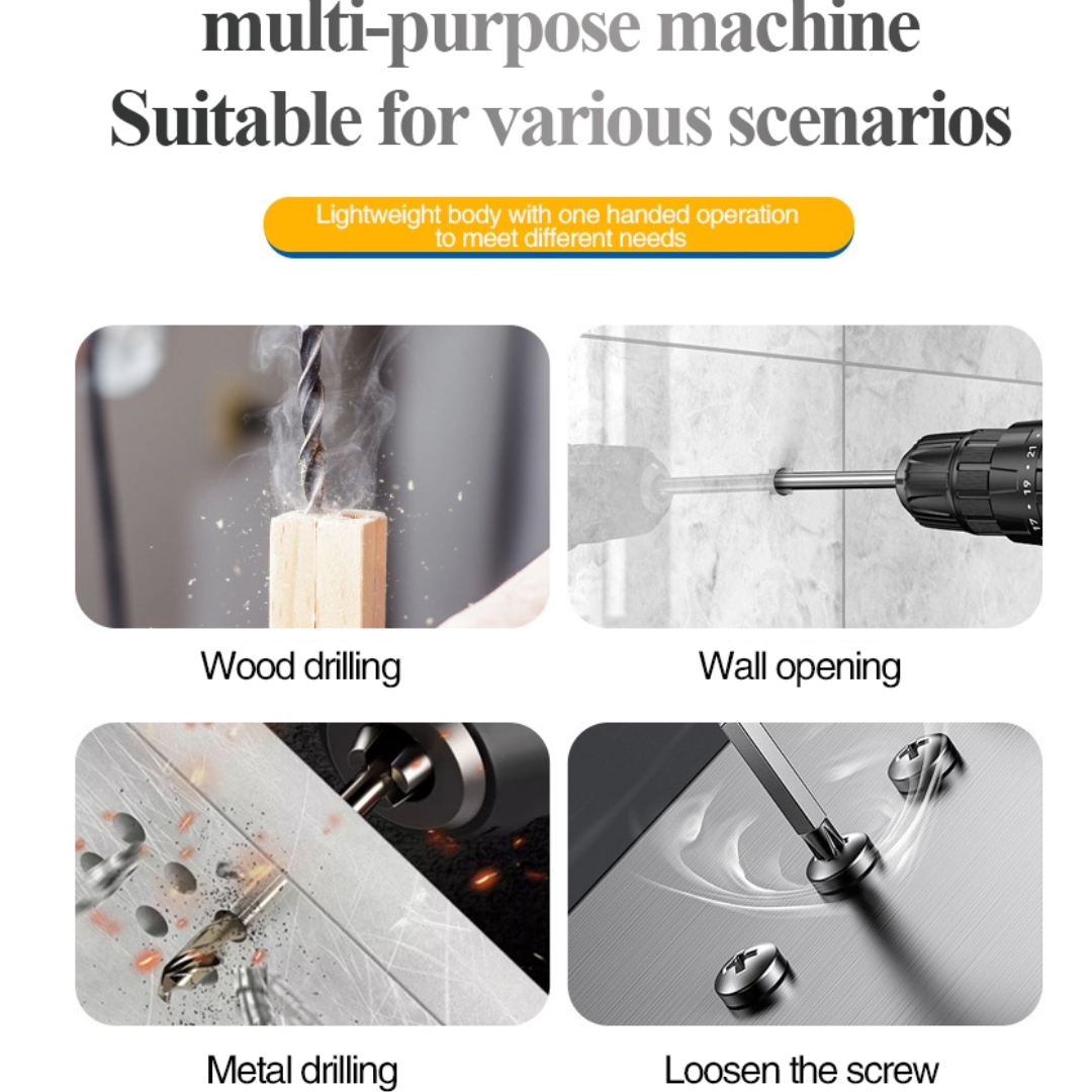 Cordless Impact Electric Drill Driver with Battery