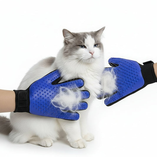 2 Pairs Pet Grooming Glove Brush Loose Hair Remover Fur Massage Removal Dog Cat