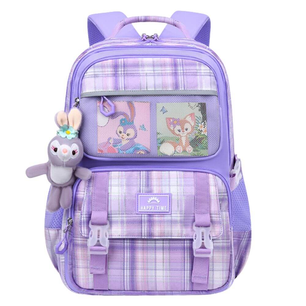School Bags for Girls & Kids Backpack | Cute Cartoon Rabbit | Purple & Pink