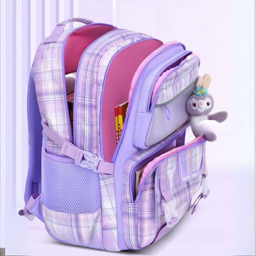 School Bags for Girls & Kids Backpack | Cute Cartoon Rabbit | Purple & Pink