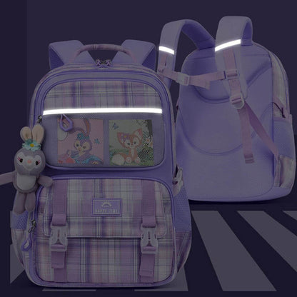 School Bags for Girls & Kids Backpack | Cute Cartoon Rabbit | Purple & Pink