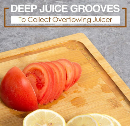 Bamboo Cutting Boards for Kitchen with Juice Groove