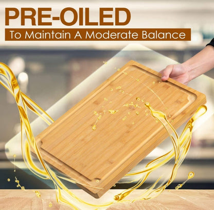 Bamboo Cutting Boards for Kitchen with Juice Groove
