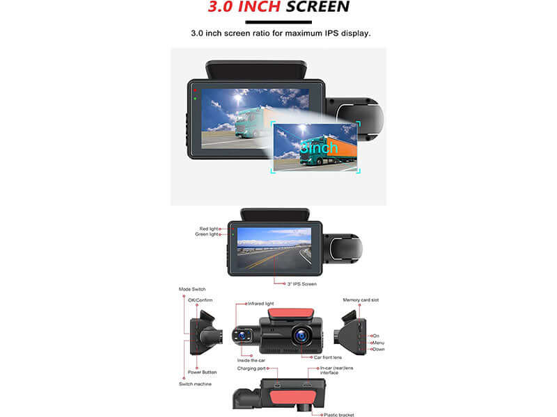 Dash cam rear camera lens
