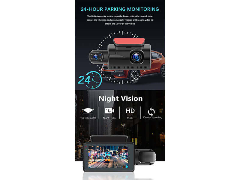 Dash cam mounted on windshield