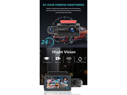 Dash cam mounted on windshield
