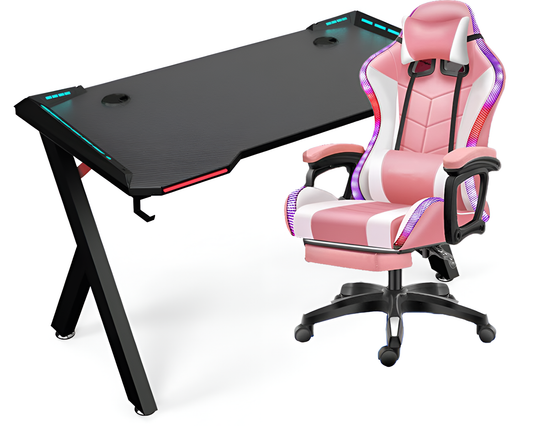 Gaming Chair with Desk – RGB Gaming Chair Combo with Gaming Desk Table