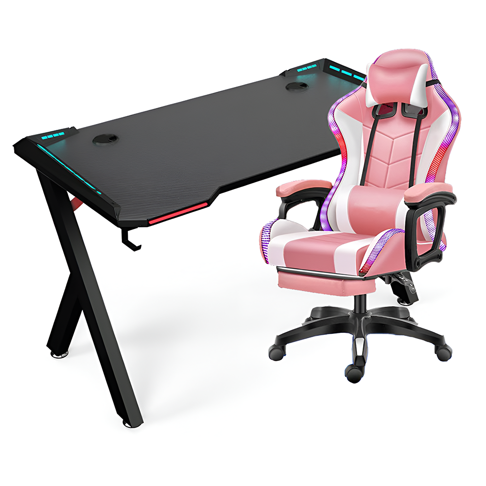 black gaming desk rgb lights
