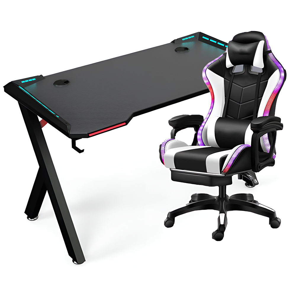 black rgb gaming desk