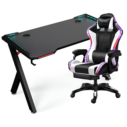 black rgb gaming desk