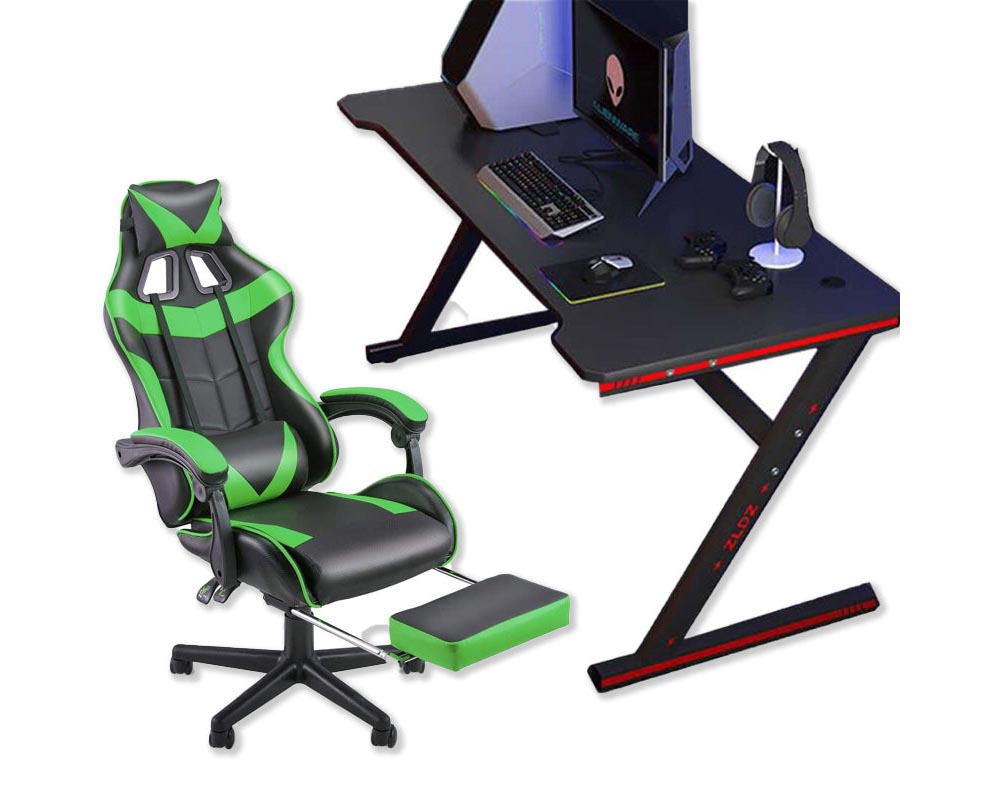 gaming setup desk and chair