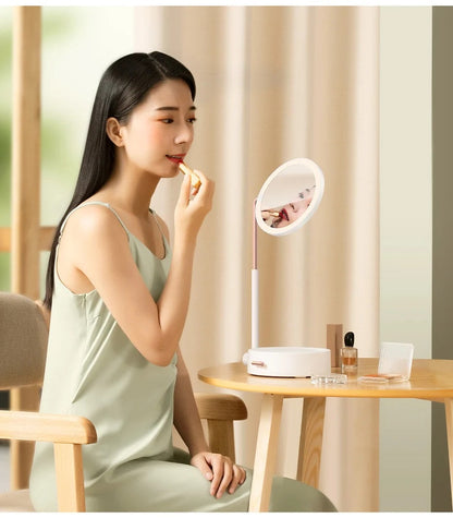 Smart Touch Beauty Lighted LED Makeup Mirror with Storage Box Height Adjustable