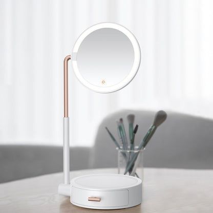 Smart Touch Beauty Lighted LED Makeup Mirror with Storage Box Height Adjustable