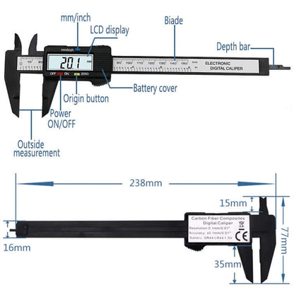 Digital Caliper, Adoric 0-6" Calipers Measuring Tool - The Shopsite