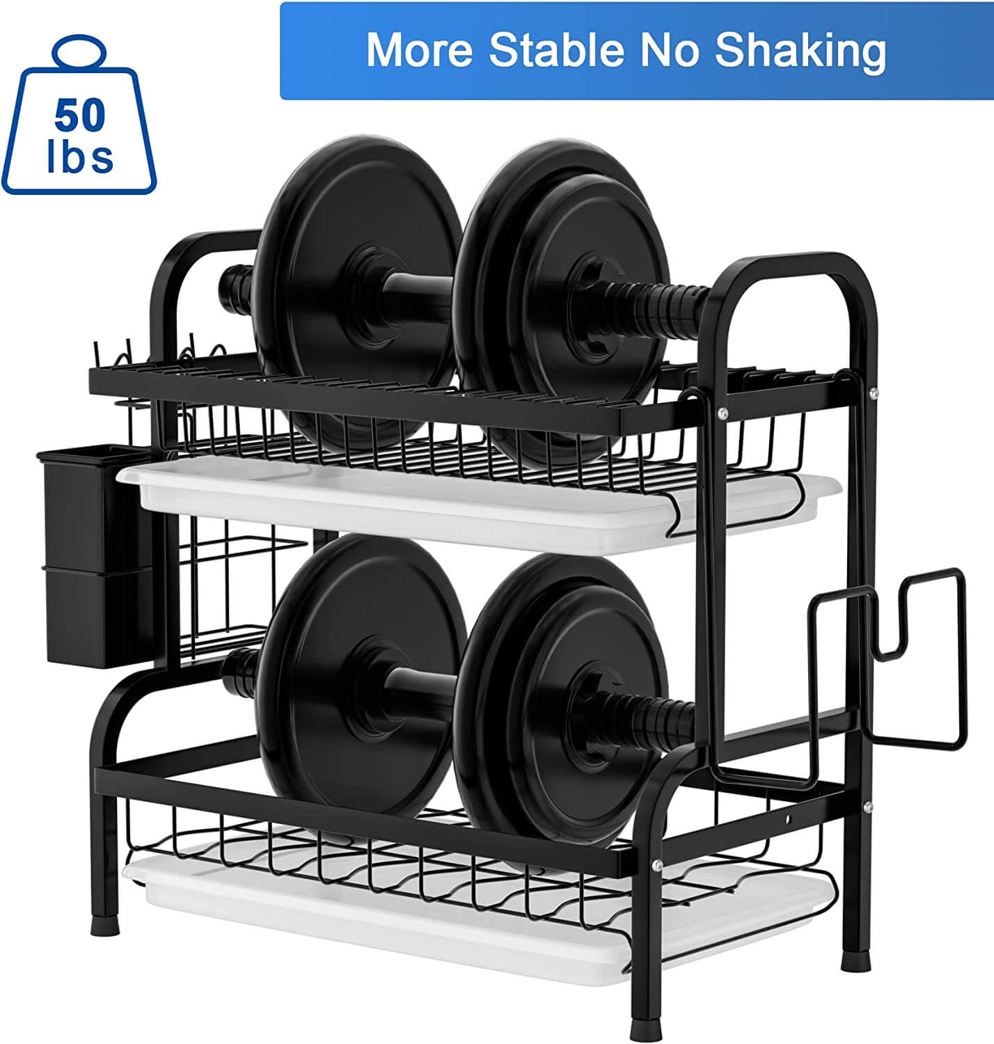 Dish drainer with cup holder
