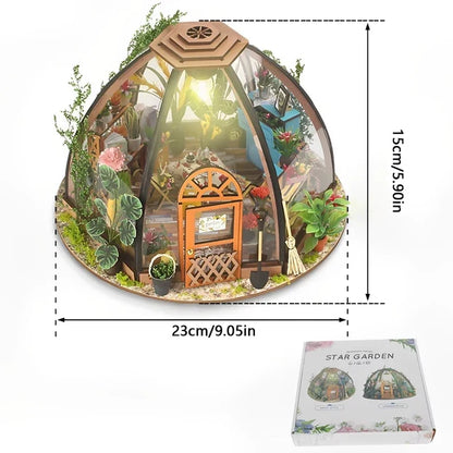 DIY Miniature Greenhouse Garden House Kit with LED Light
