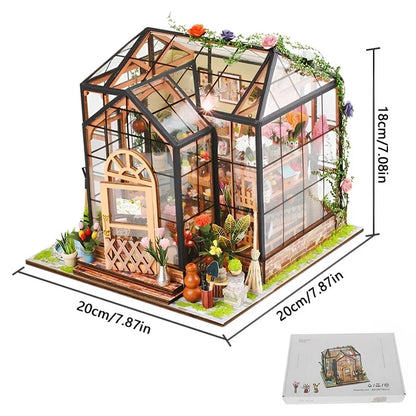 DIY Miniature Flower Greenhouse Wooden Dollhouse Kit