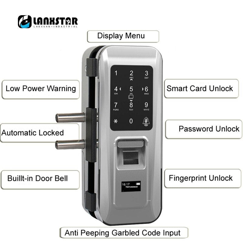 digital glass door lock