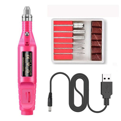 Electric Nail Drill Kit – USB Manicure Pedicure Set with Polishing Heads & Decorations
