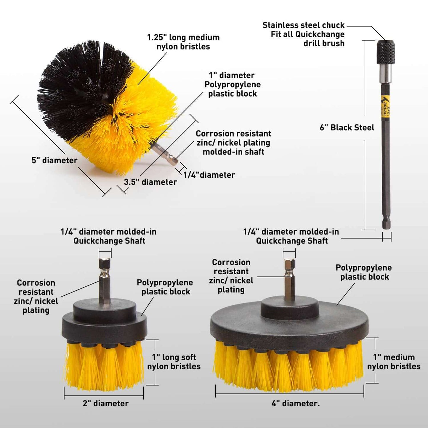 Drill Brush Attachment Set Power Scrubber Brush Cleaning Kit 3pcs