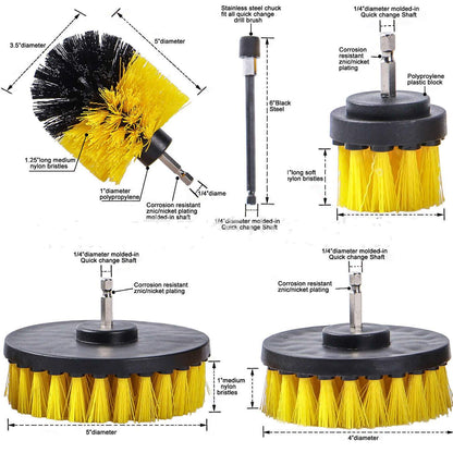 Drill Brush Attachment Set Power Scrubber Brush Cleaning Kit 3pcs