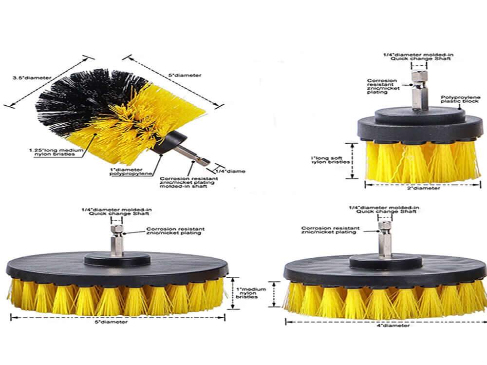 Drill Brush Attachment Set Power Scrubber Brush Cleaning Kit 3pcs - The Shopsite
