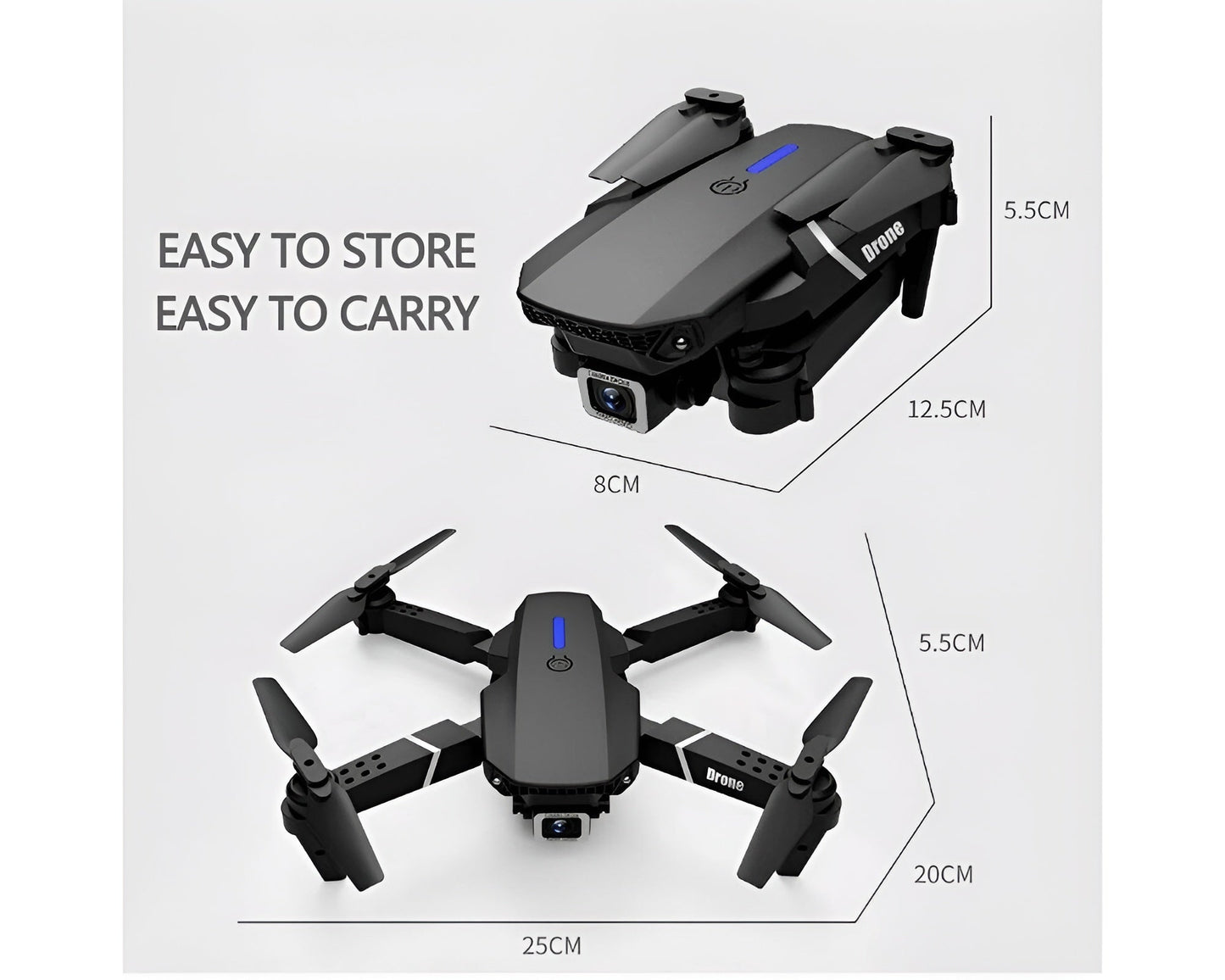 Drone with Camera - 4K HD Foldable Mini Quadcopter WiFi FPV RC Helicopter Black