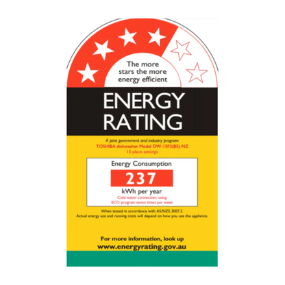 Toshiba 15 Place Settings Freestanding Dishwasher With UV Light & Auto Open with 3-year Warranty