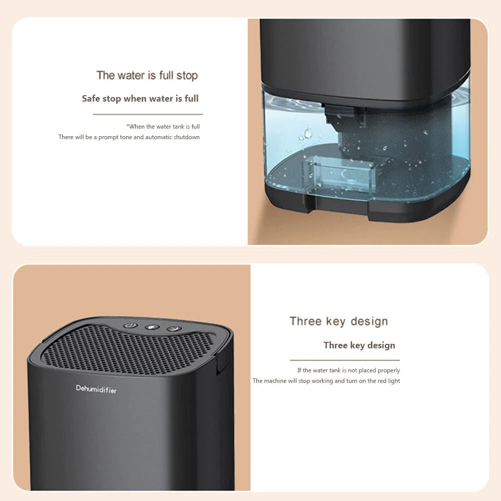 Mini Dehumidifier 1000mL Portable Black